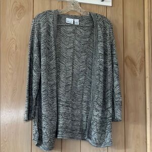 Kim Rogers Women Gray Open-Front Cardigan Sweater Size Large